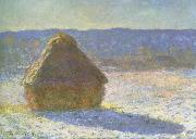 Claude Monet haystack in the morning,snow effect oil painting reproduction